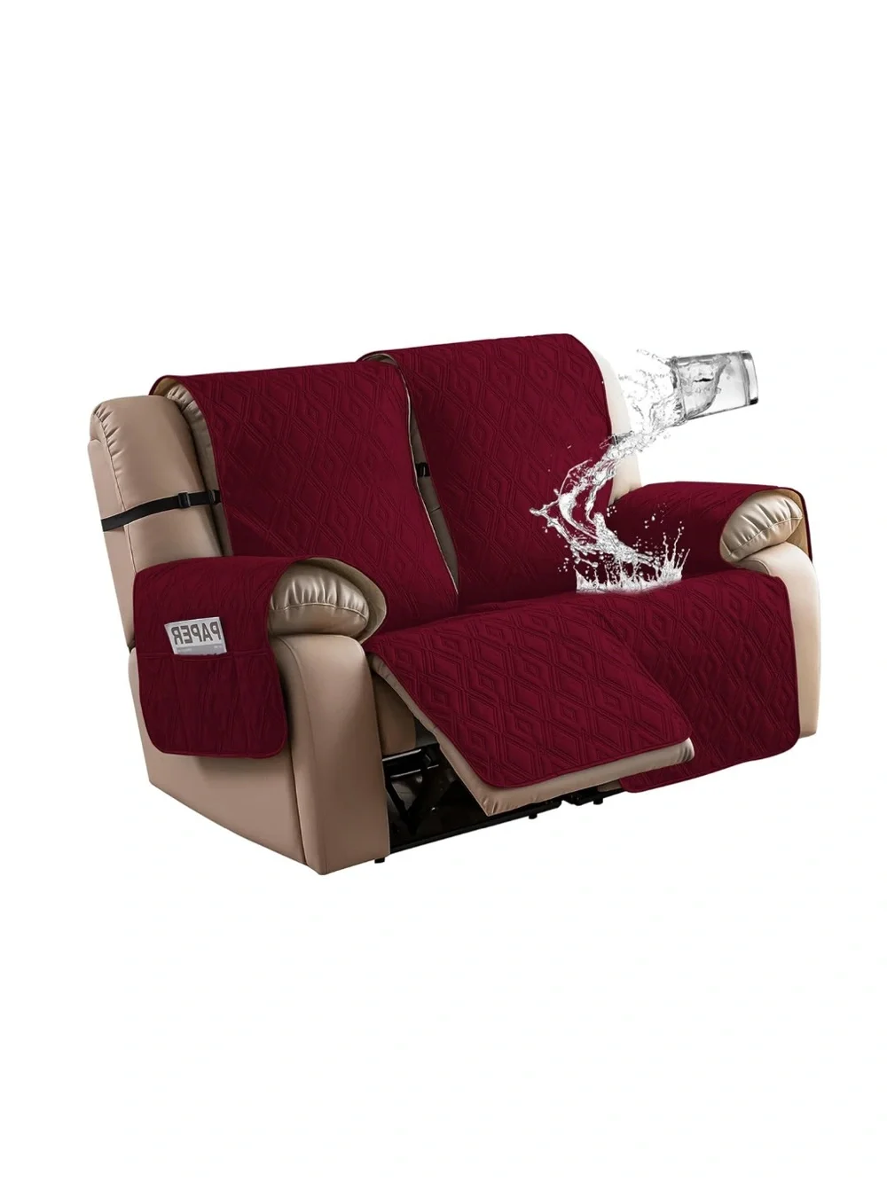 Waterproof Furniture Cover (2-Seater) Recliner Loveseat - WINE RED